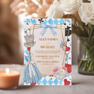 Invitation Blue Vintage Alice dans le Mariage Wonderland