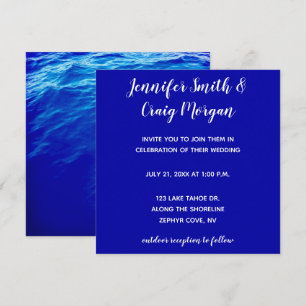 Invitation Blue Water Moderne Calligraphie Mariage