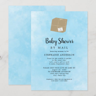 Invitation Blue Watercolor Boy Baby shower par mail