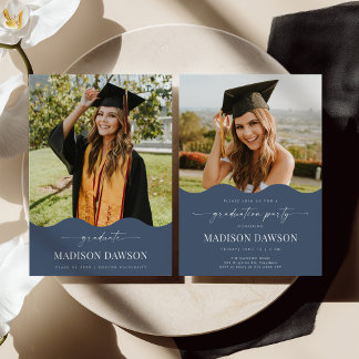 Invitation Blue Wave Graduation Party Invite Announcement