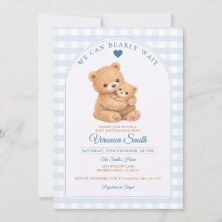 Invitation Blue We can bearly wait Mama Bear Baby Shower