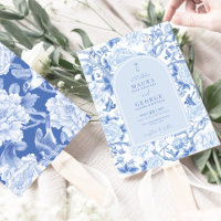 Blue White Birds Peony Chinoiserie Jardin Mariage
