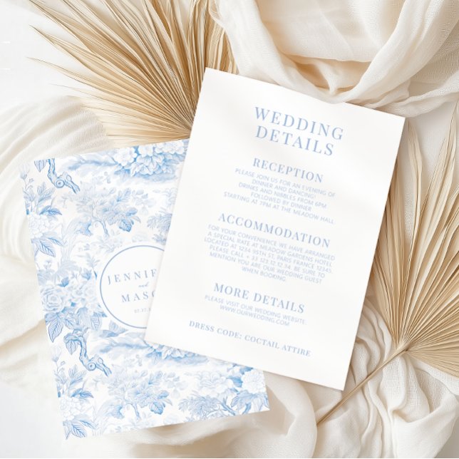 Invitation Blue White Chinoiserie Classic Mariage Détails (Créateur téléchargé)