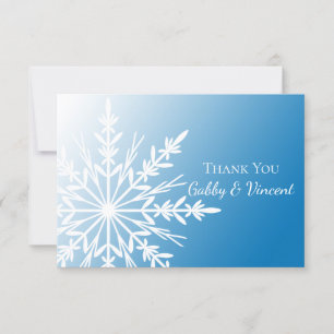Invitation Blue White Snowflake Mariage d'hiver Merci Note