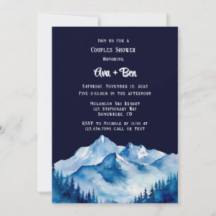 Invitation Blue White Snowy Mountains Couples Douche
