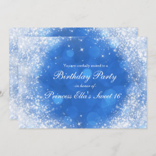Invitation Blue & White Sparkle Cendrillon N'importe quelle f