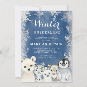 Invitation Blue Winter Arctics Onederland Anniversaire