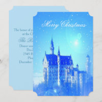 Blue Winter Castle Snowflakes Noël