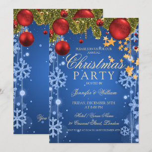 Invitation Blue Winter Glam Noël Fête