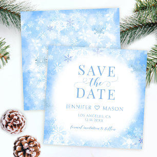 Invitation Blue Winter snowflakes Enregistrer la date invitat