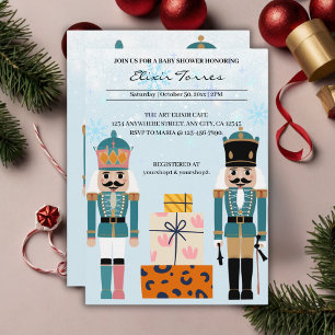 Invitation Blue Winter Snowflakes Nutcracker Baby shower