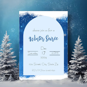Invitation Blue Winter Wonderland   Flocons de nei