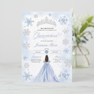 Invitation Blue Winter Wonderland Snowflake Quinceanera