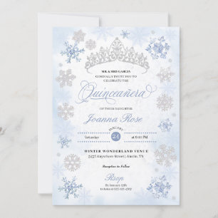 Invitation Blue Winter Wonderland Snowflake Quinceanera