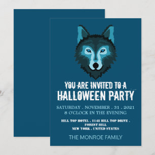 Invitation Blue Wolf, fête d'Halloween
