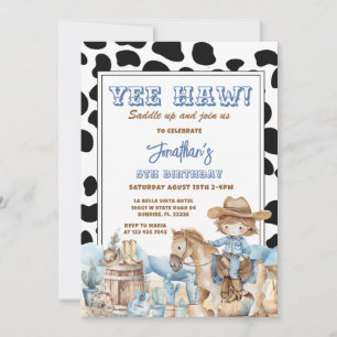 Invitation Blue Yee haw ! Anniversaire 5ème Rodéo Cowboy de l