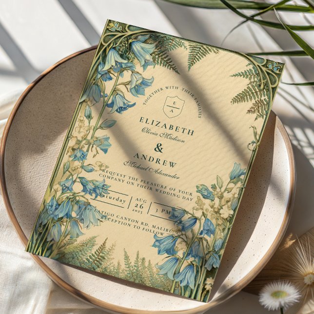 Invitation Bluebell Art Nouveau Wedding (Créateur téléchargé)