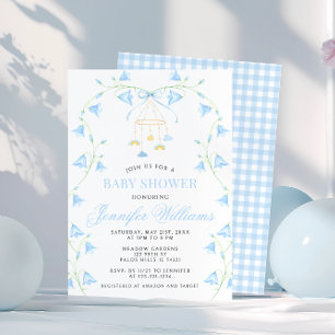 Invitation Bluebell Blue Spring Flower Baby Boy Douche
