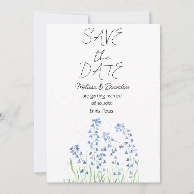 Invitation Bluebells Blue Floral Russe Mariage (Devant)