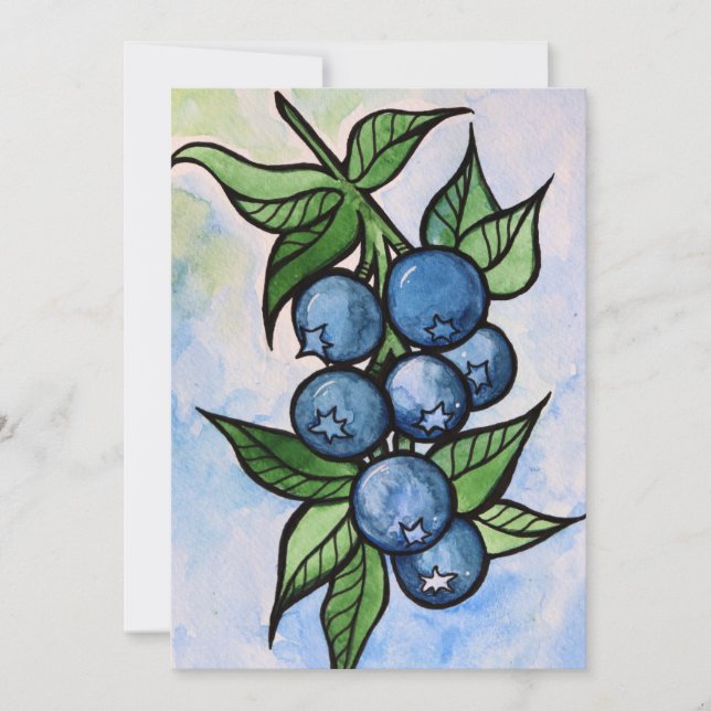 Invitation Blueberges d'aquarelle (Devant)