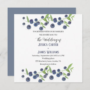 Invitation Blueberries Blueberry Fruit Mariage d'aquarelle