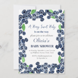 Invitation Blueberries Fruit Berry Baby shower doux