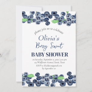 Invitation Blueberries Fruit Berry Baby shower doux