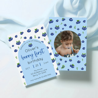 Invitation Blueberry 1er anniversaire Berry First Photo