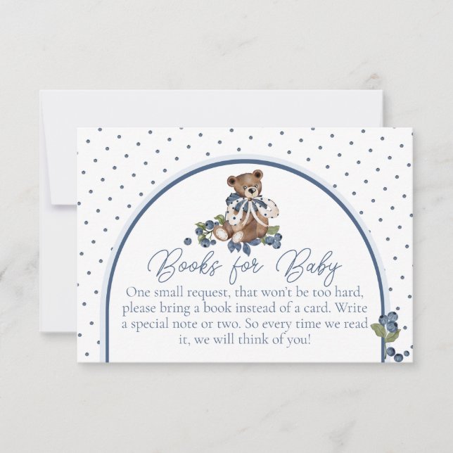 Invitation Blueberry Bear Baby Boy Shower Book Request (Devant)