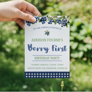 Invitation Blueberry, Berry Première fête d'anniversaire