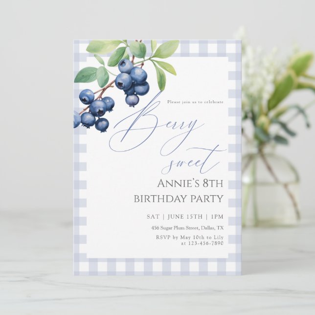 Invitation Blueberry Berry Sweet Birthday (Debout devant)