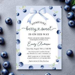 Invitation Blueberry Berry Sweet Bow Baby shower Bow