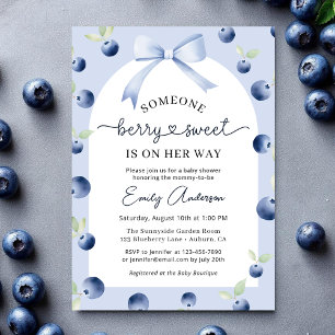 Invitation Blueberry Berry Sweet Girl Bow Baby shower