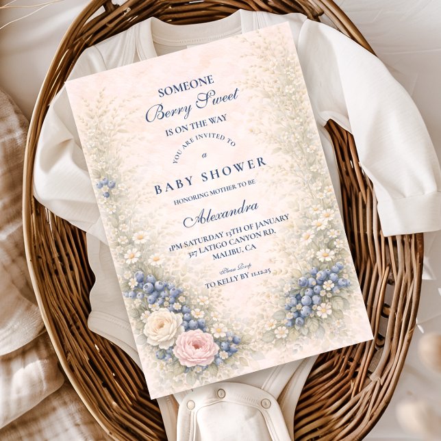 Invitation Blueberry Botanical Frame Baby Shower (Créateur téléchargé)