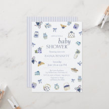 Blueberry Dessert Baby Shower Watercolor