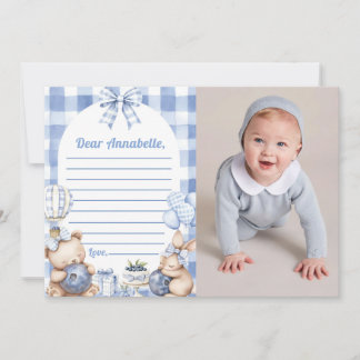 Invitation Blueberry Gingham Time Capsule Note Message