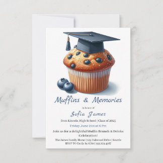 Invitation Blueberry Graduation Cupcake Brunch Celebration