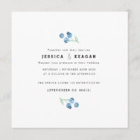 Blueberry Trio Aquarelle Mariage Inviter