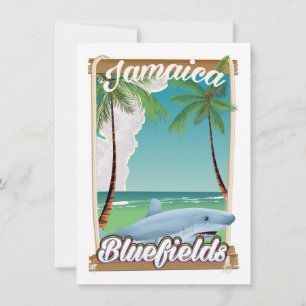 Invitation Bluefields, affiche de vacances à la plage en Jama