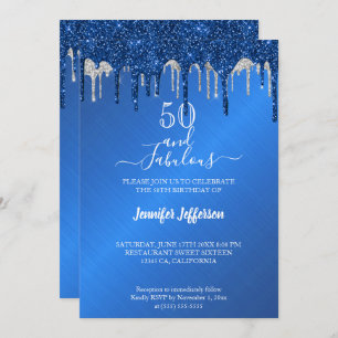 Invitation BlueGlitter argent goutte à goutte Anniversaire In