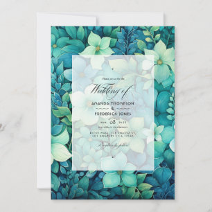Invitation Blueish Greens Floral Mariage d'hiver
