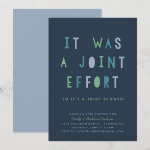 Invitation Blues d'invitation Baby shower du couple d'effort 