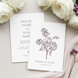 Invitation Blush Blanc & Bourgogne   Élégant Mariage Floral