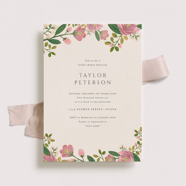 Invitation Blush Bouquet Elégante Fête des mariées Florale (Créateur téléchargé)