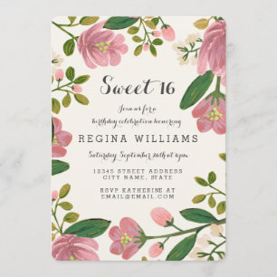 Invitation Blush Bouquet Sweet 16