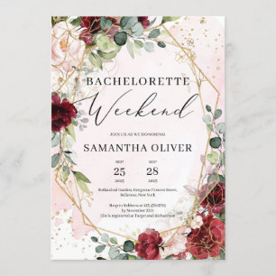 Invitation BLush burgundy floral or week-end bachelorette