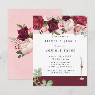 Invitation Blush Burgundy Peony Chic Brunch & Bubbly Invitati