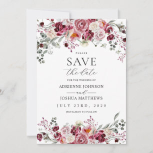 Invitation Blush & Burgundy Peony Roses Mariage Enregistrer L