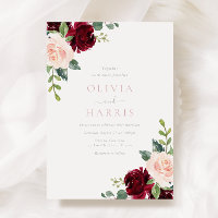 Blush & Burgundy Red Floral Elegance Mariage