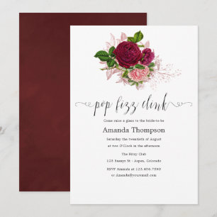 Invitation Blush Chic Vintage et Burgundy Pop Fizz Clink